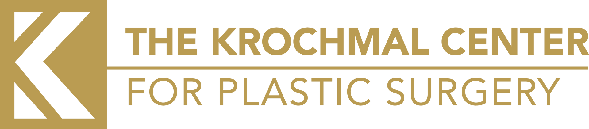 Logo for The Krochmal Center for Plastic Surgery featuring a gold square with a stylized letter K next to the company name.