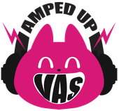 A pink and black logo for rockstar vas