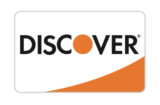 A white and orange discover logo on a white background