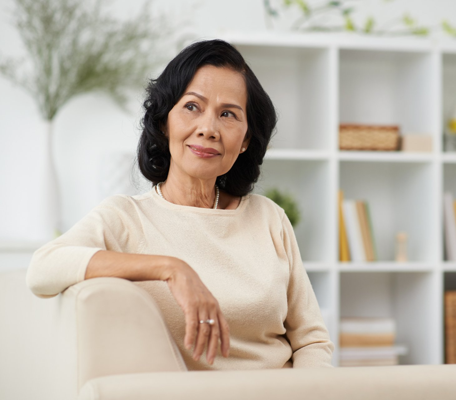 pensive mature woman