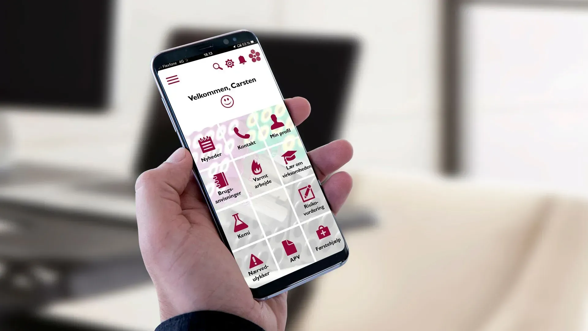 Smartphone med app brugerflade