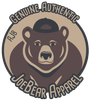 A genuine authentic joe bear apparel logo with a bear wearing a baseball cap.