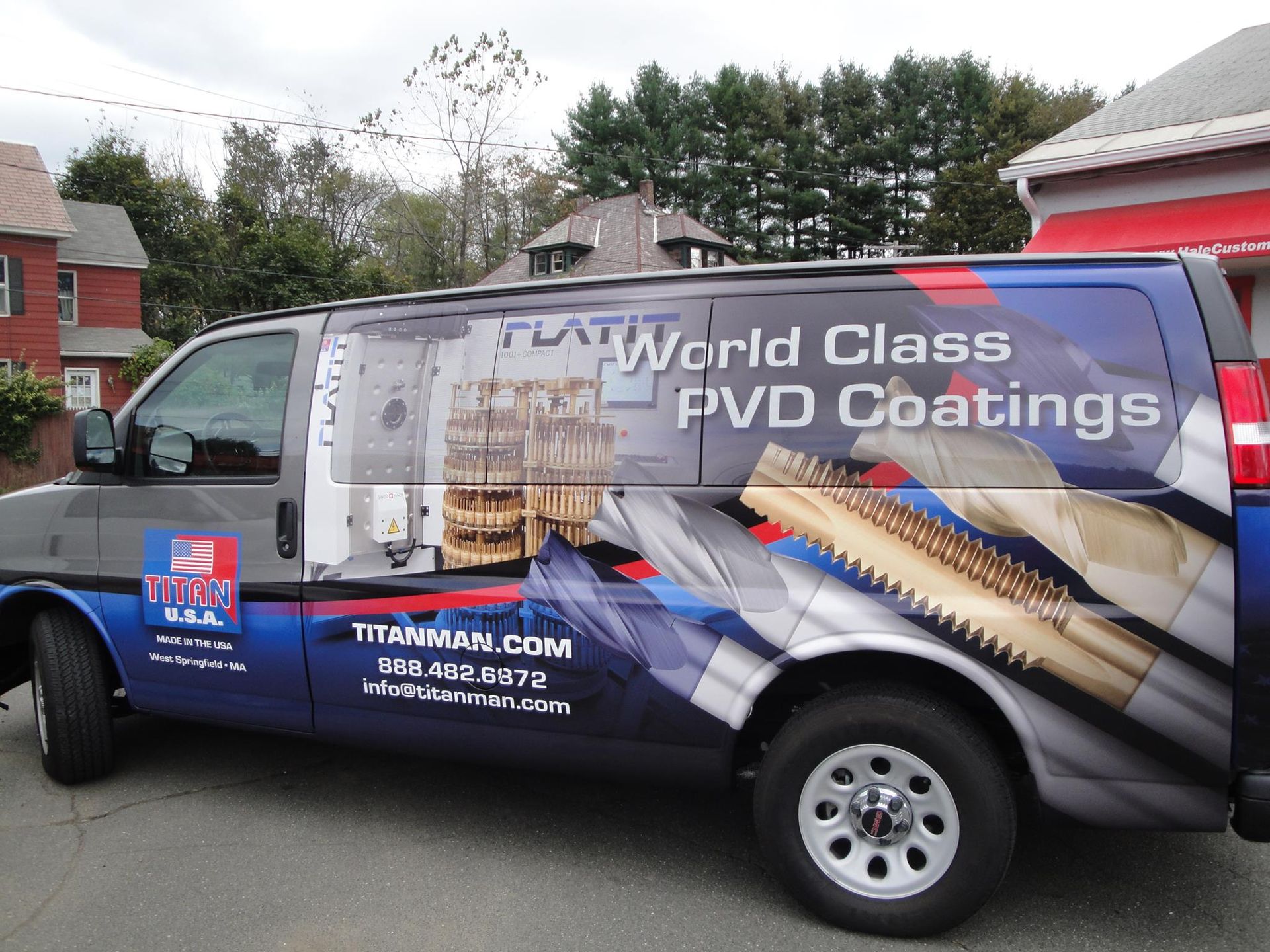 White and red delivery van with 