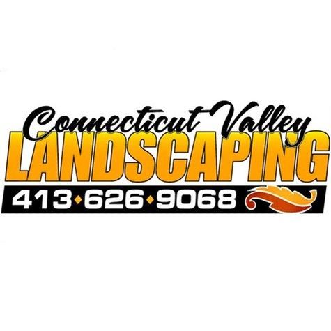 Logo for Connecticut Valley Landscaping with text and phone number.