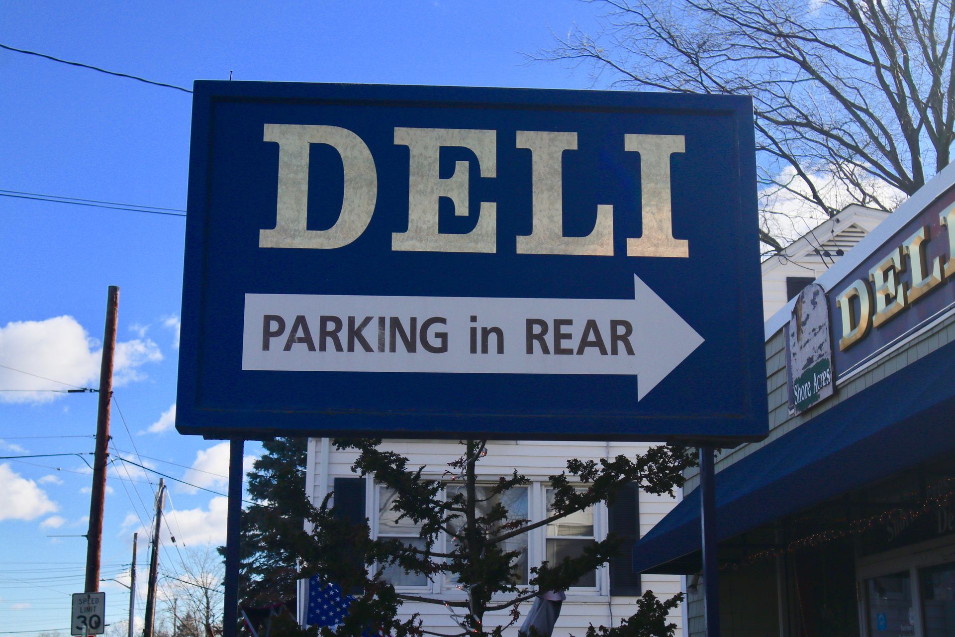 Blue sign with 