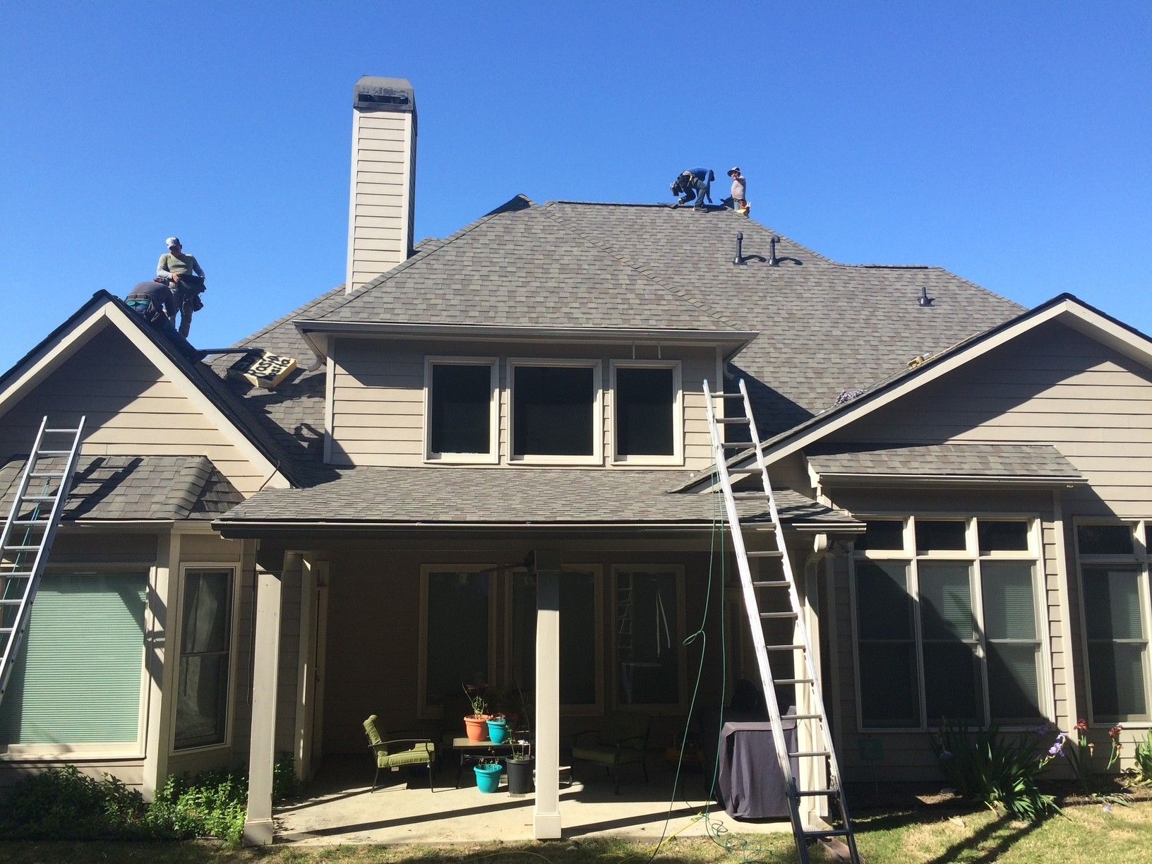 Roofing job in progress