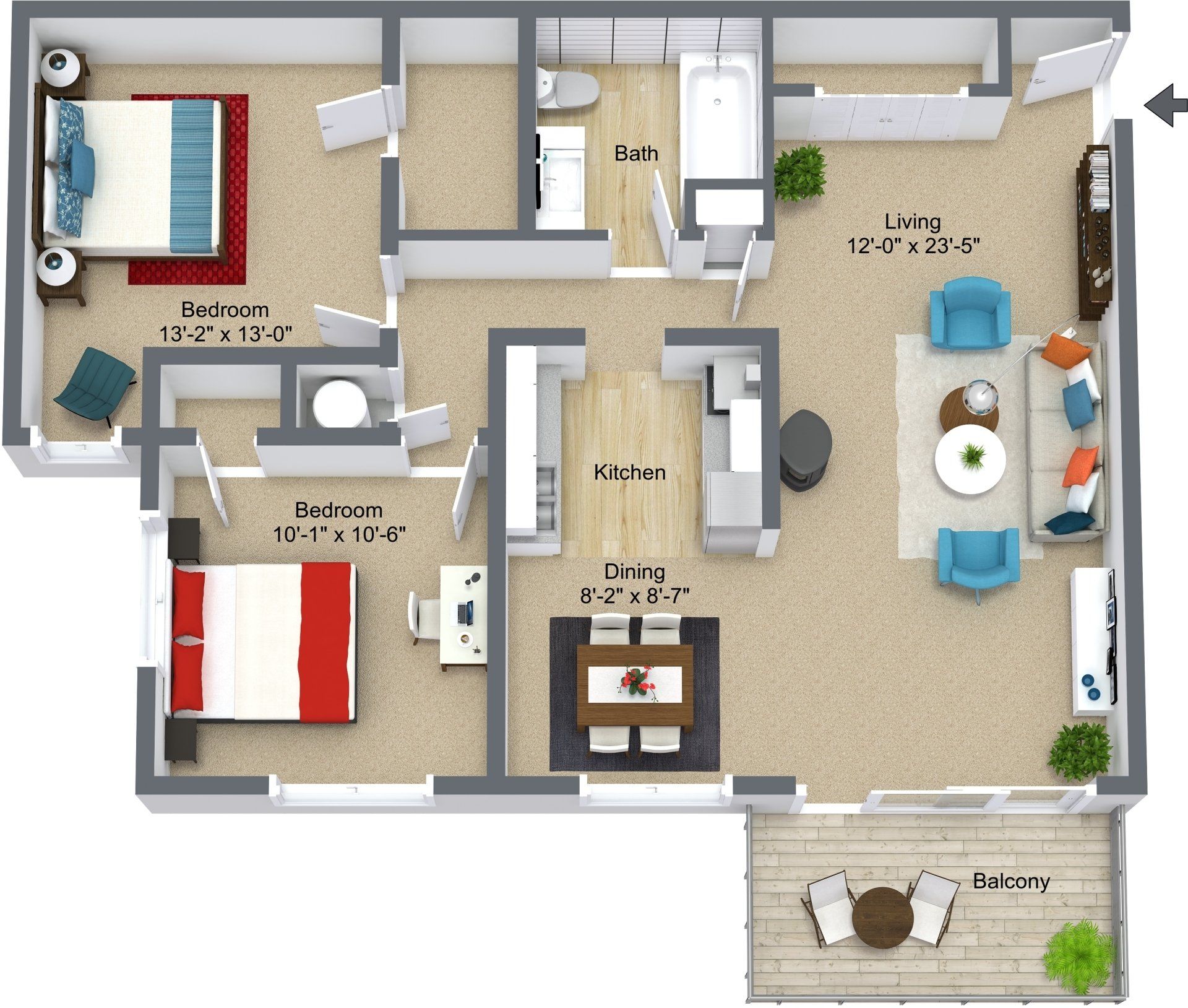 Cottonwood Apartments   Cottonwood   3D   CW 2 Bed 930   Image 1920w 