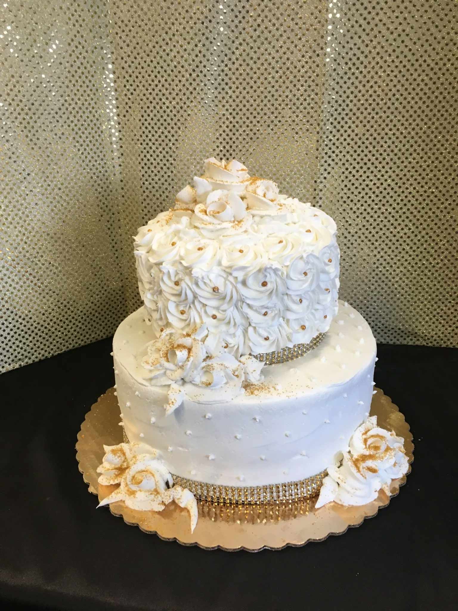 Elegant White Cake — Amsterdam, NY — Rosito's Bakery