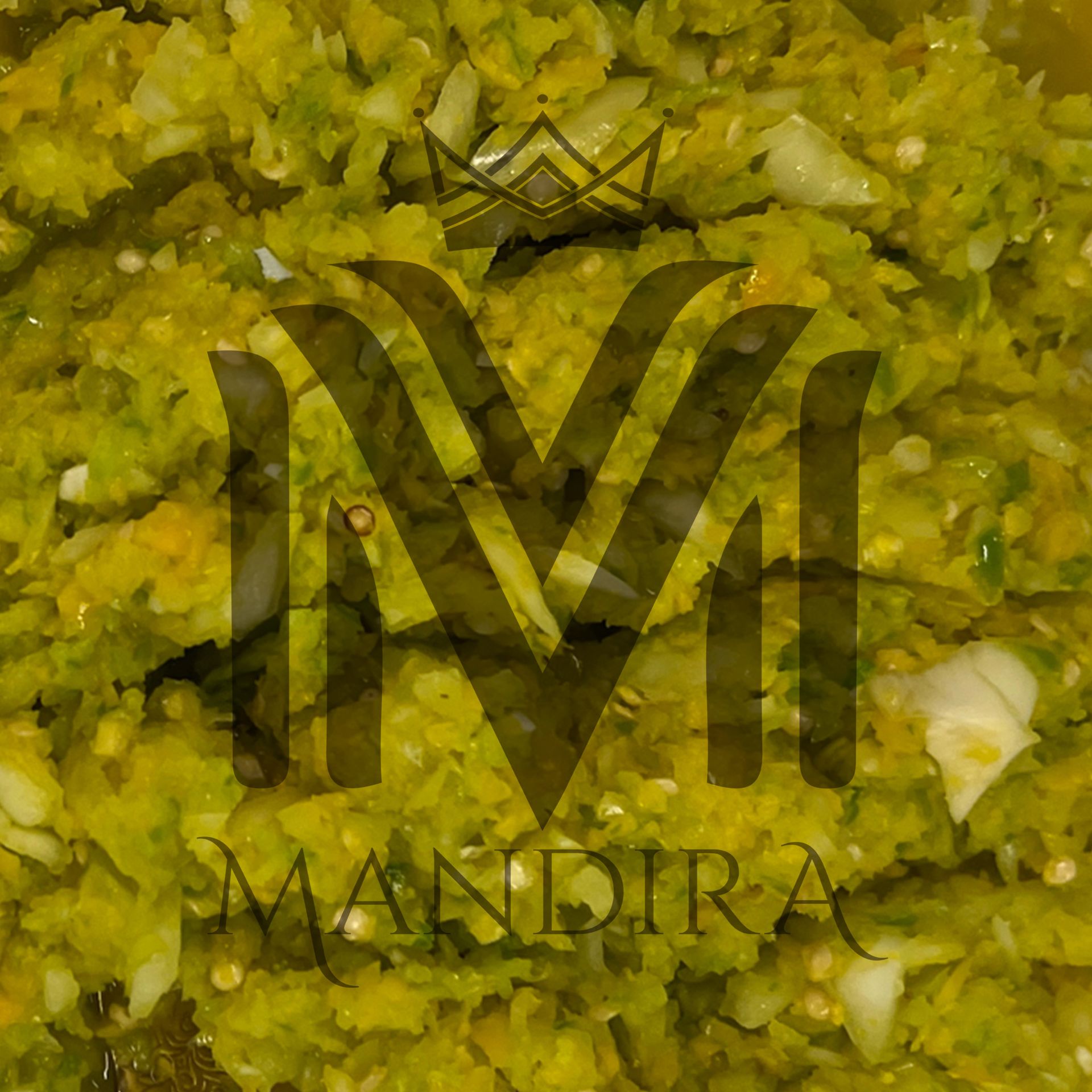 Een close-up van een groene groente met de letter m erop