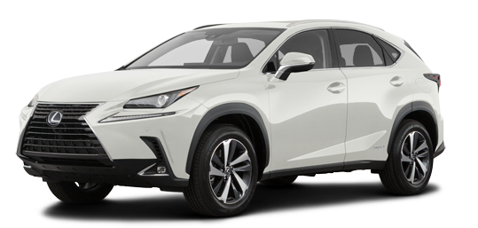 A white lexus nx is shown on a black background.