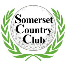 Somerset Country Club logo: golf ball with text, surrounded by green wreath.