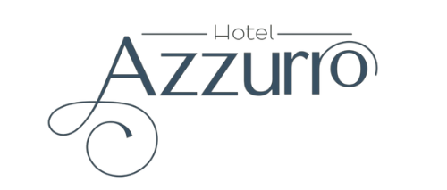 Azzurro hotel logo on a blue background