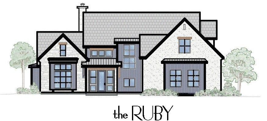 A drawing of a house with the word ruby on it.