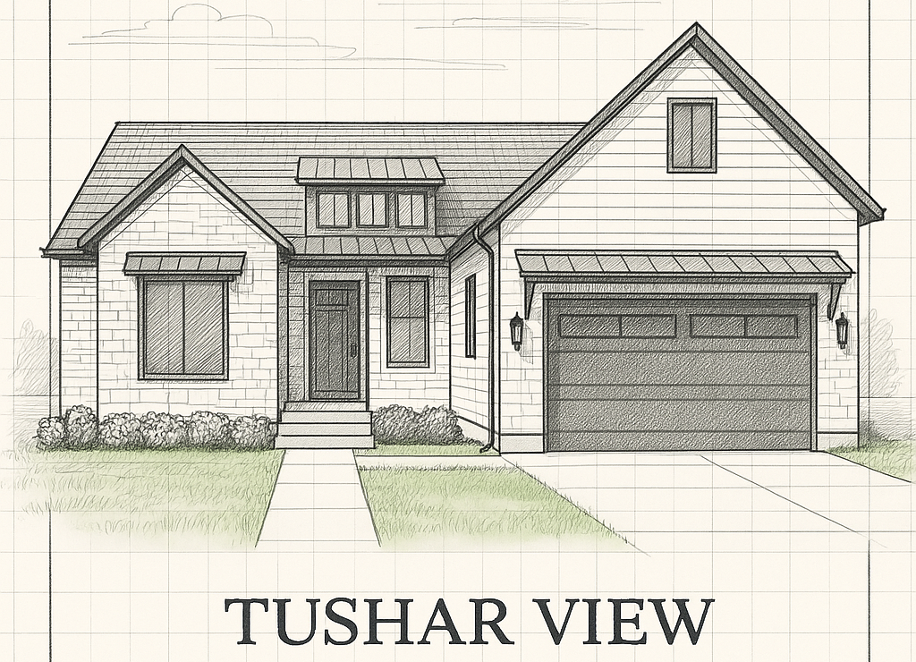A drawing of a house with the word ruby on it.