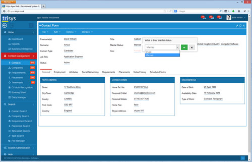 A computer screen shows a contact form and a list of contacts