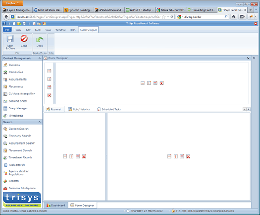 A computer screen with a trisys logo on it