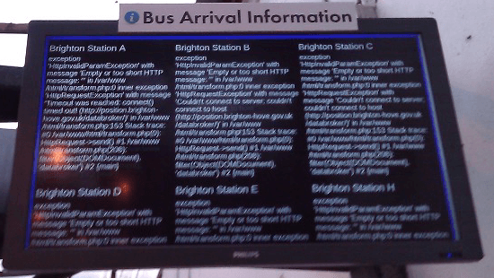 A sign that says bus arrival information on it