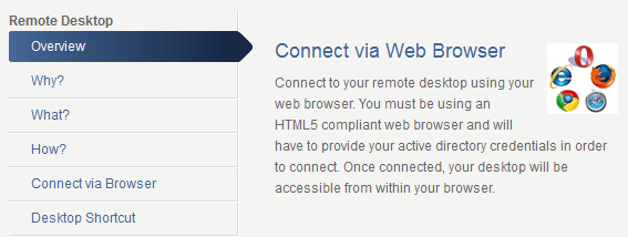 A screenshot of a website that says connect via web browser