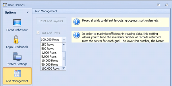 A screenshot of a computer screen showing grid management