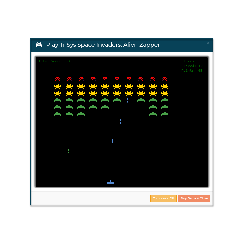 A screen shot of a video game called space invaders