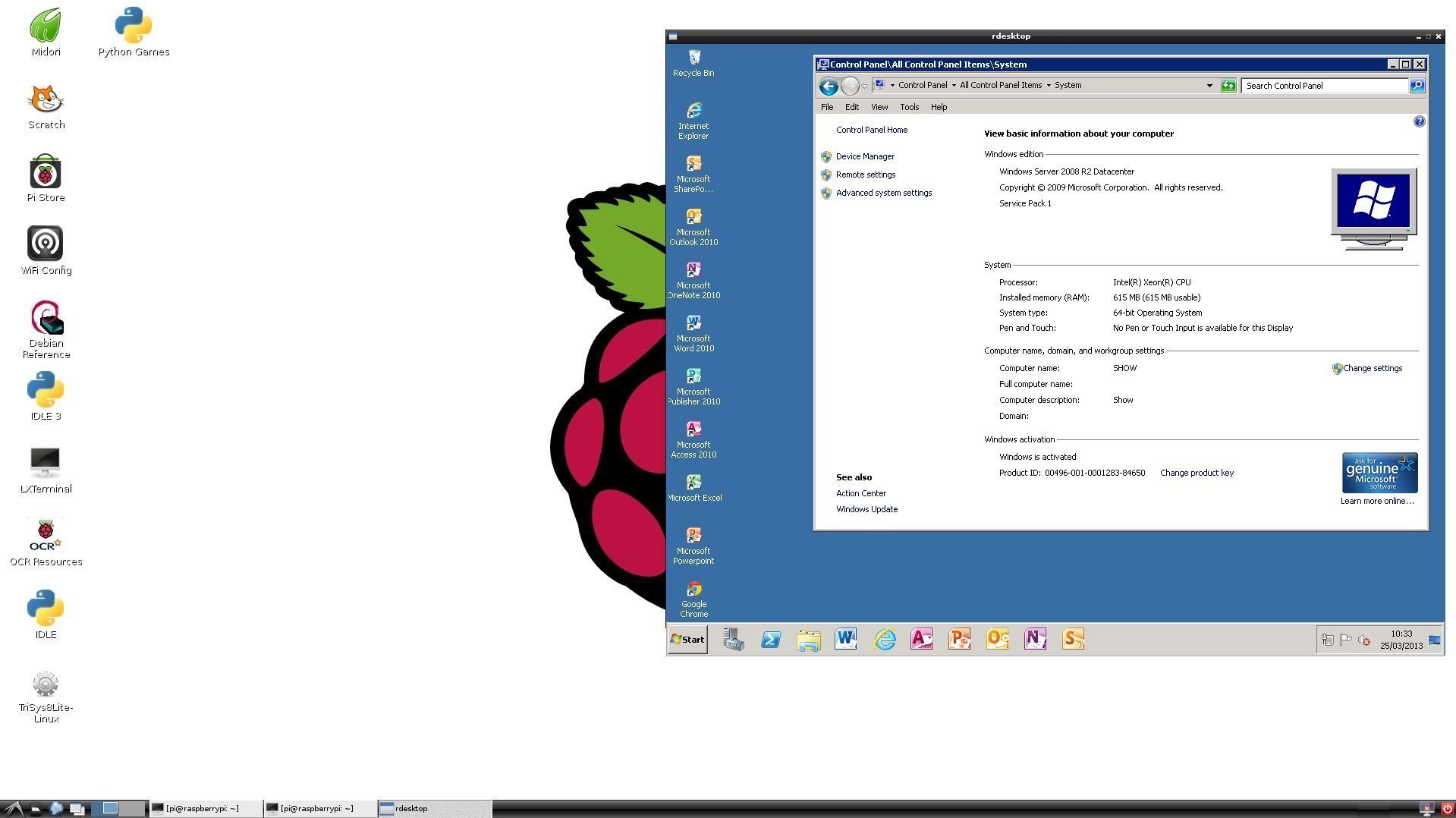 A computer screen with a raspberry on it