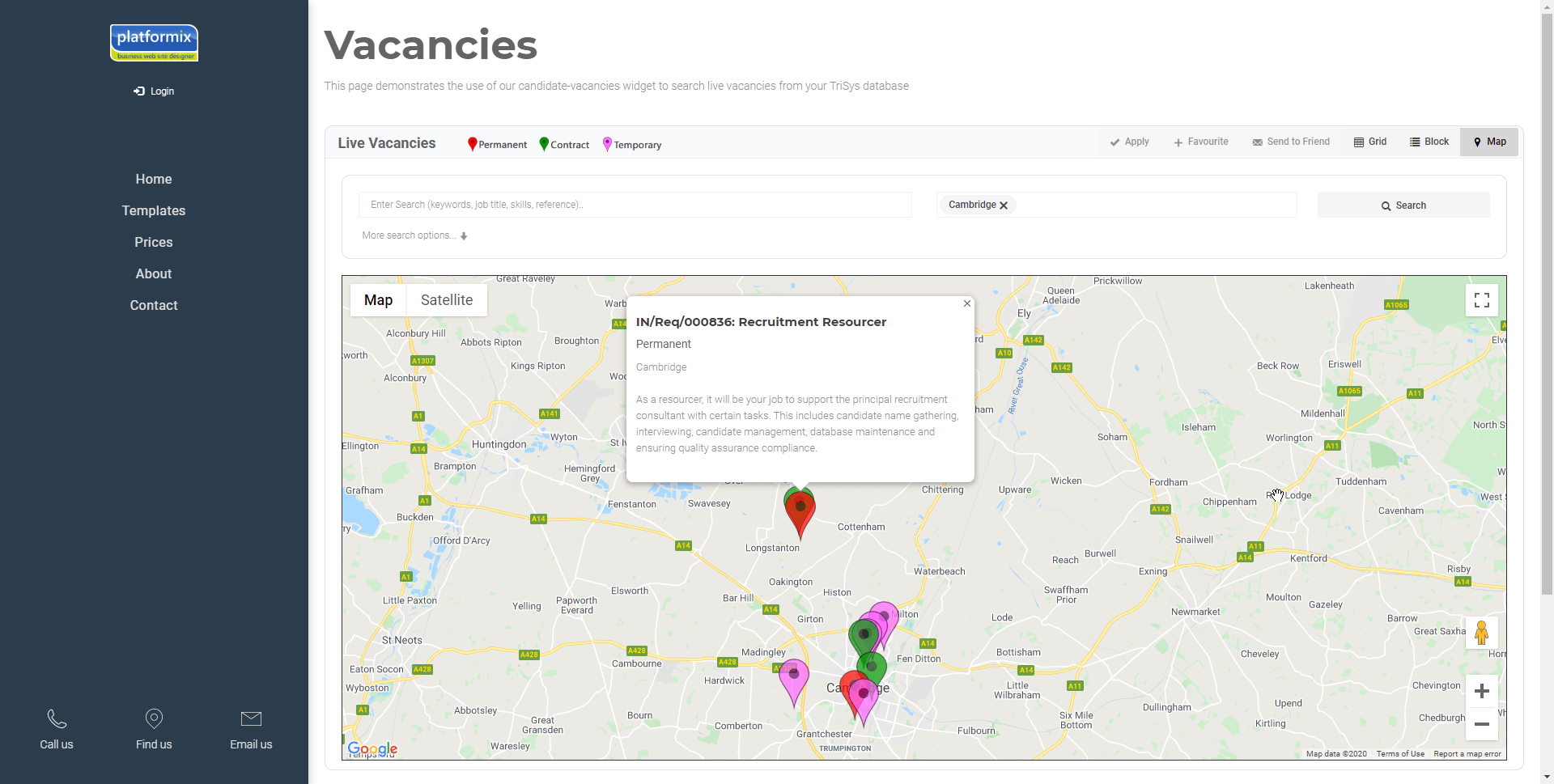 A computer screen shows a map of vacancies.