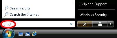 A computer screen with a search bar that says cmd