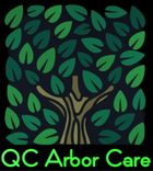 A logo for qc arbor care shows a tree with green leaves
