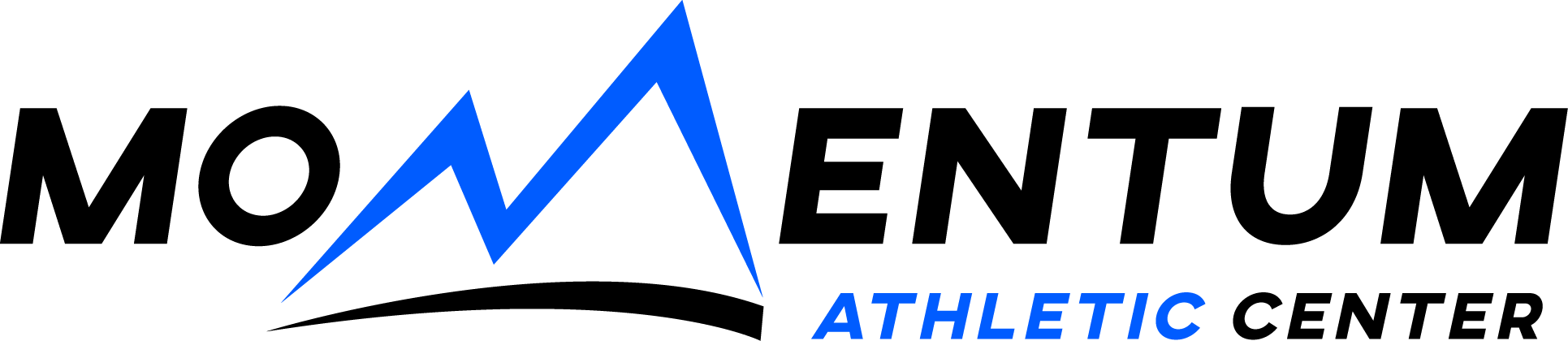 The logo for momentum athletic center is blue and black