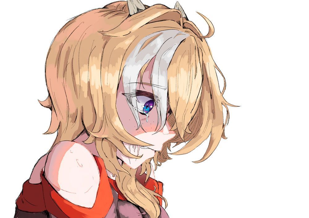 A pixel art drawing of a girl with horns on her head.