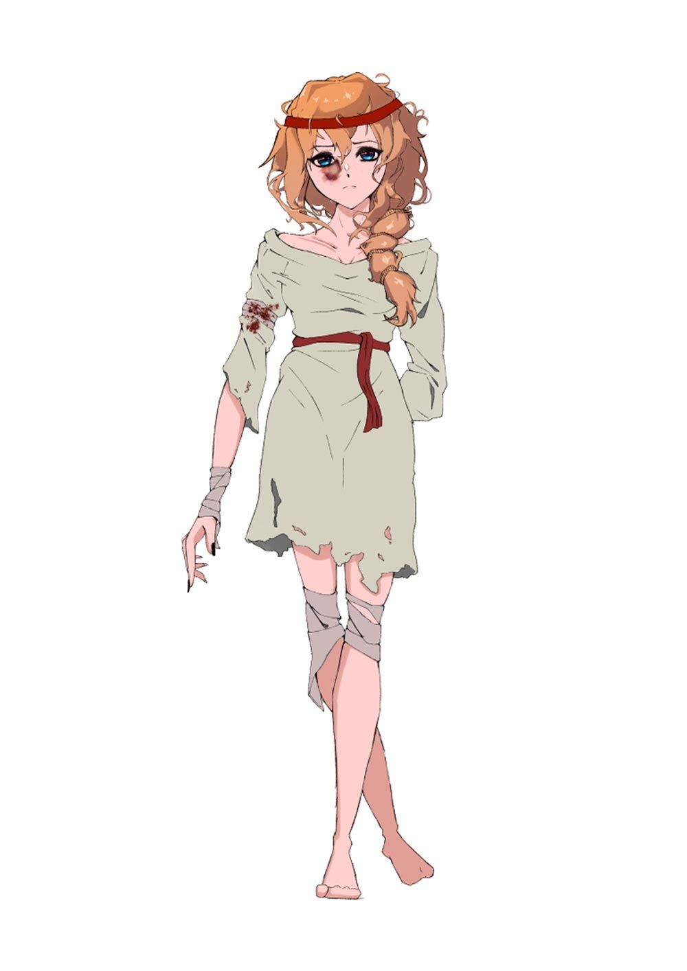 A pixel art of a girl in a white dress walking.