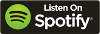 A spotify logo that says listen on spotify on a black background.