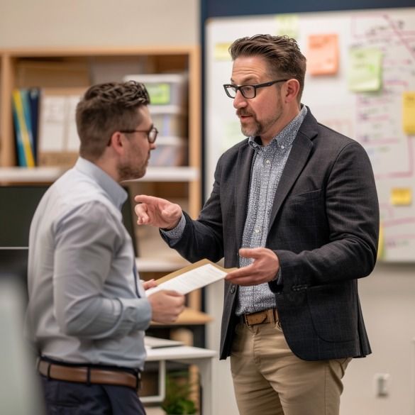 A man and a woman are looking at a tablet in a gym.