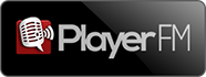 A player fm logo with a microphone on it