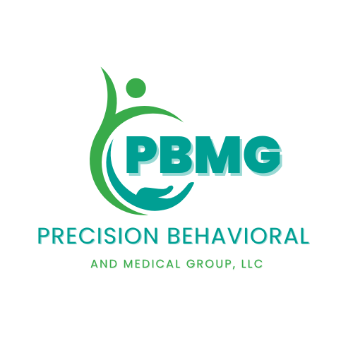 Green and teal PBGM logo with a person-shaped design, 