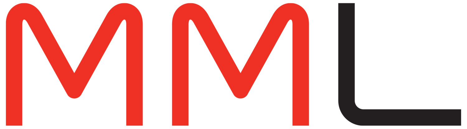 The mml logo is red and black on a white background.
