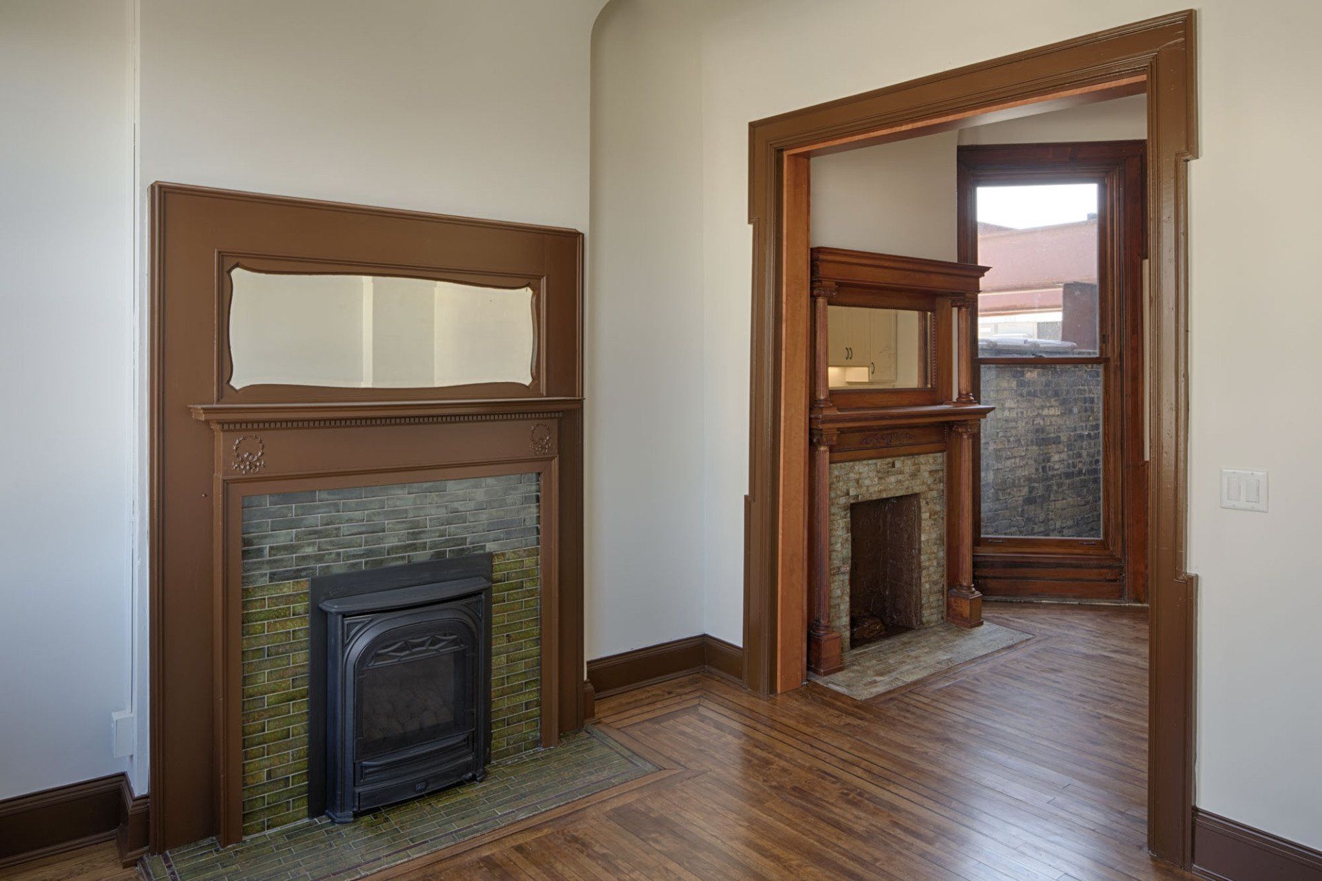 fireplace and living room