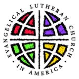 Evangelical Lutheran Church in America logo: colorful stained-glass globe with text.