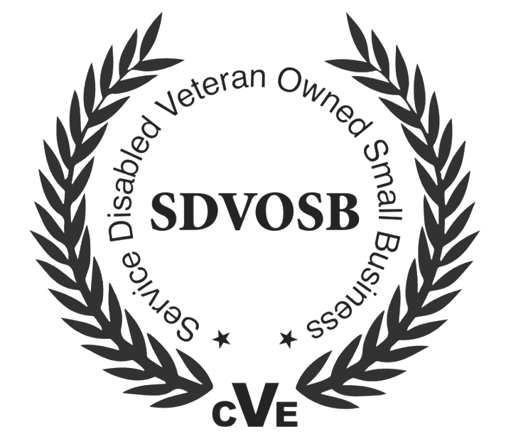 A black and white logo for disabled veteran owned small business