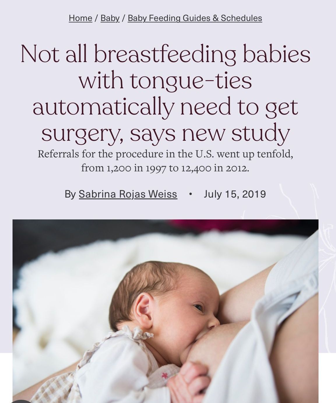 a poster that says not all breastfeeding babies with tongue-ties automatically need to get surgery says new study