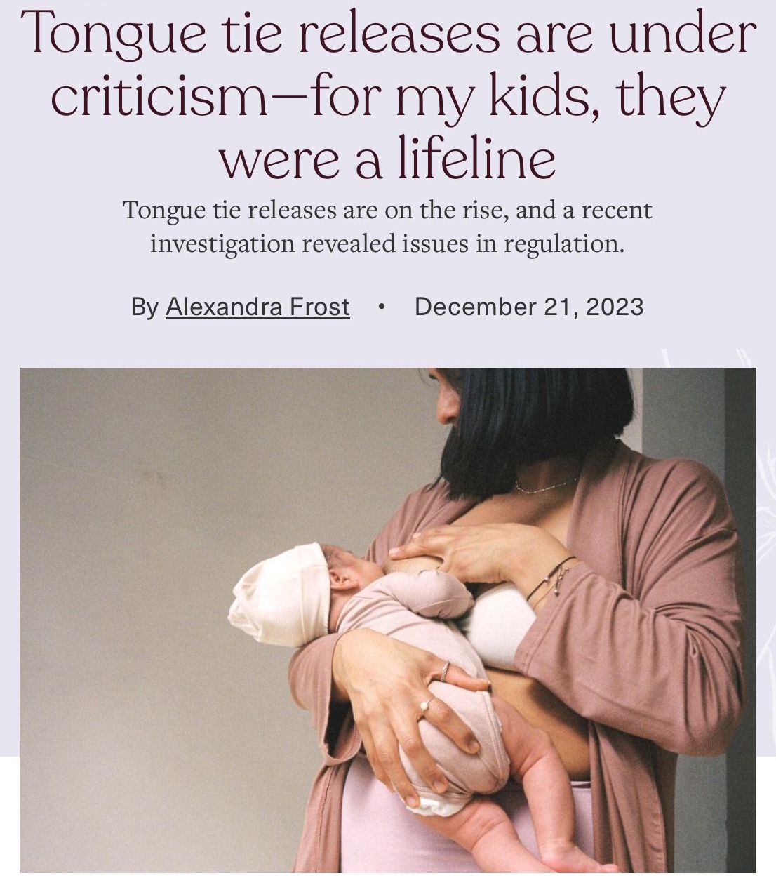 a woman is holding a baby in her arms and the caption says tongue tie releases are under criticism