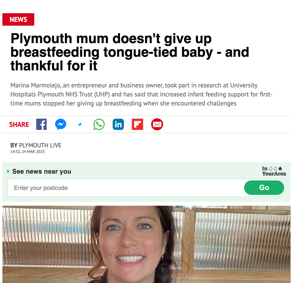 plymouth mum does n't give up breastfeeding tongue tied baby and thankful for it