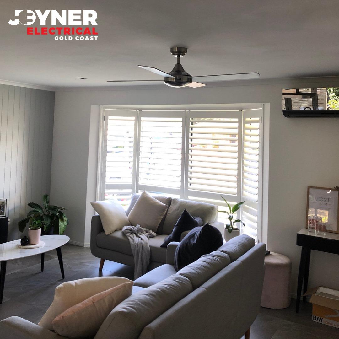 Installed Ceiling Fan In The Living Room — Electrical Services In Pacific Pines, QLD