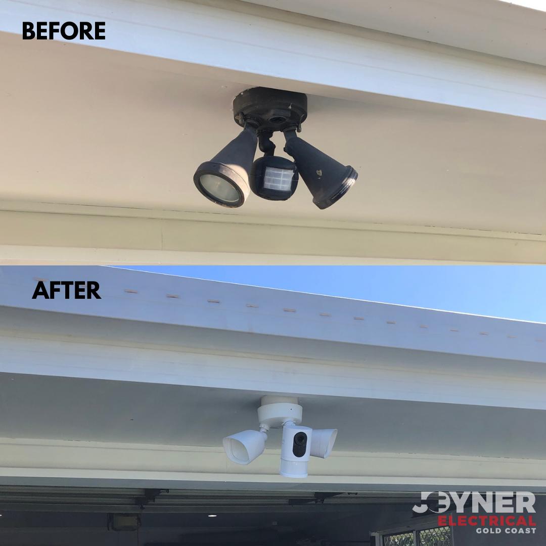 Before & After Replacing Motion Sensor Spotlights — Electrical Services In Nerang, QLD
