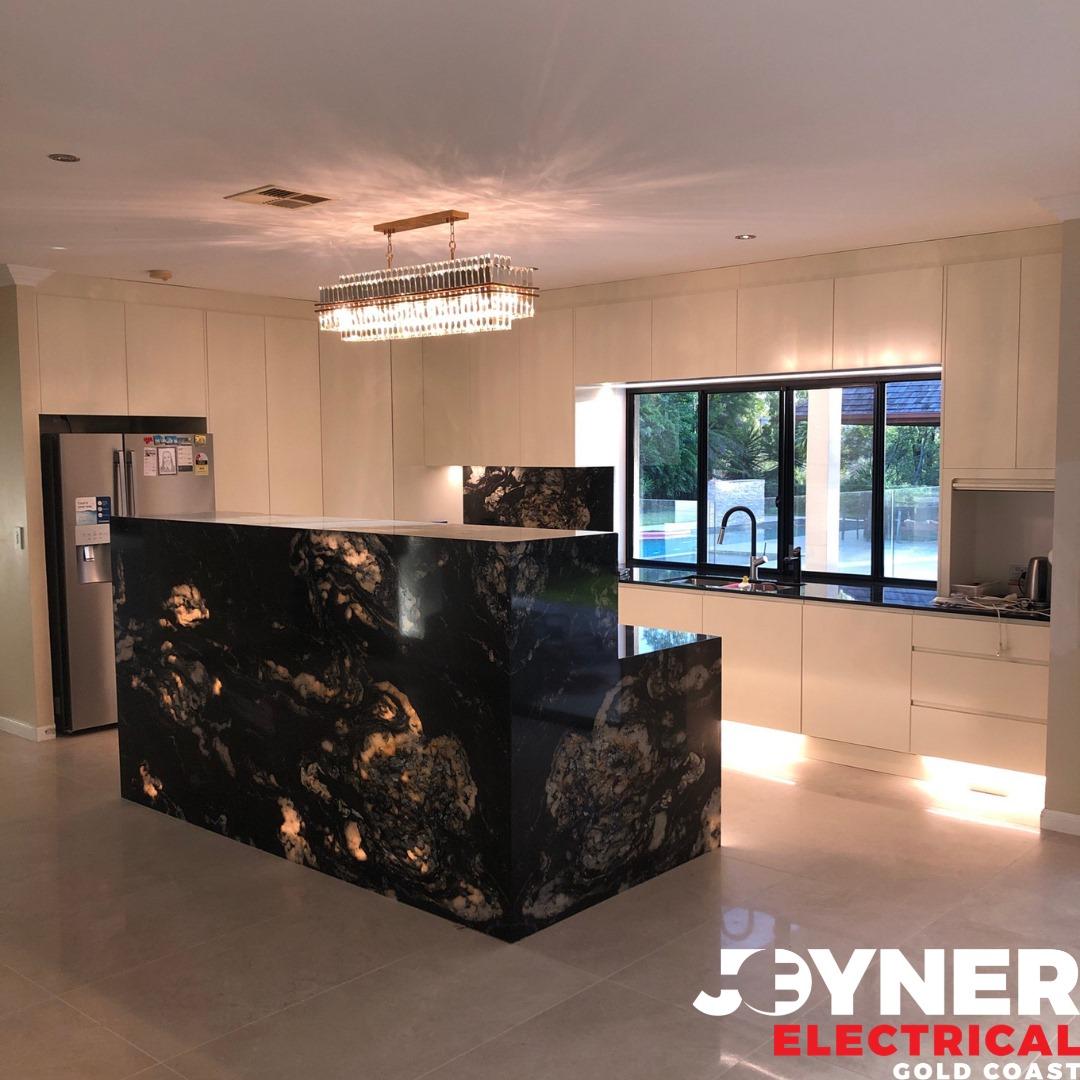 Kitchen With Modern Hanging Lights — Electrical Services In Southport, QLD