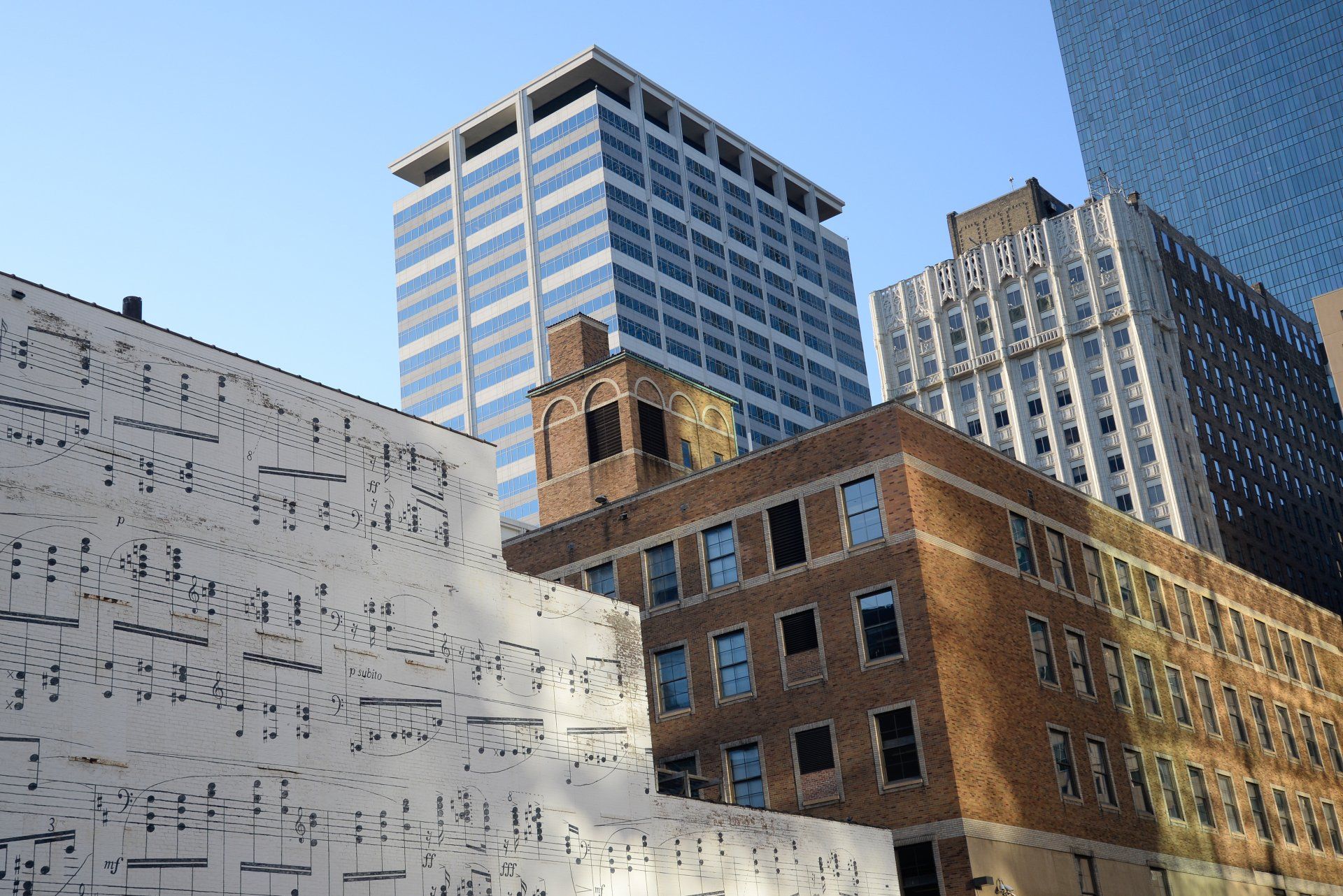A building with a sheet of music on it