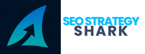 The logo for seo strategy shark has a shark on it.