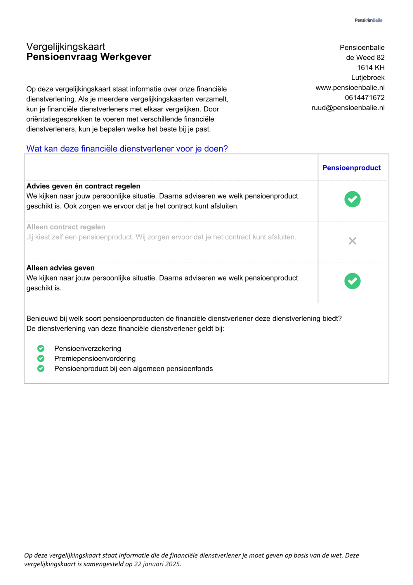 Pensioenvraag werkgever 1 AFM documenten PensioenBalie