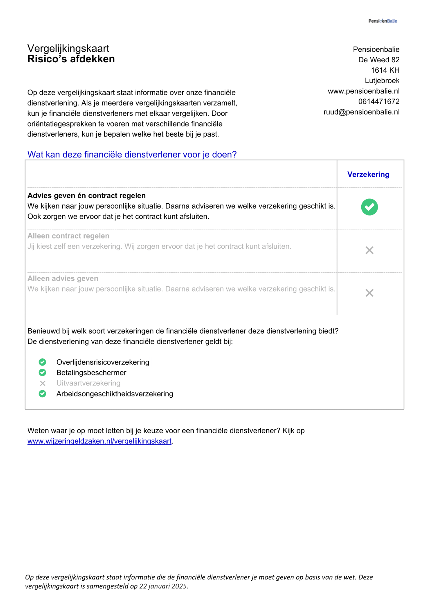 Risico's afdekken 1 AFM documenten PensioenBalie