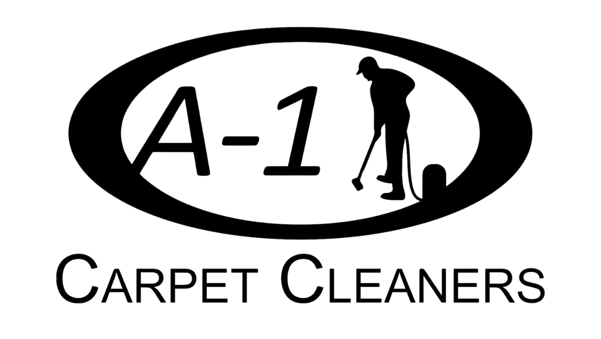 A black and white logo for carpet cleaners with a man holding a golf club.